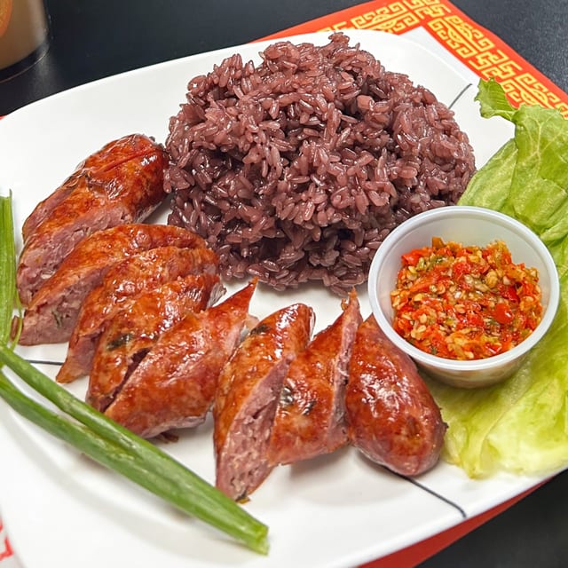 Hmong Sausage w/ Purple Sticky Rice.